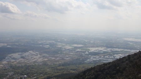 頂上から眺めるつくば市