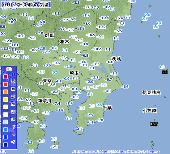 記録的な寒さ